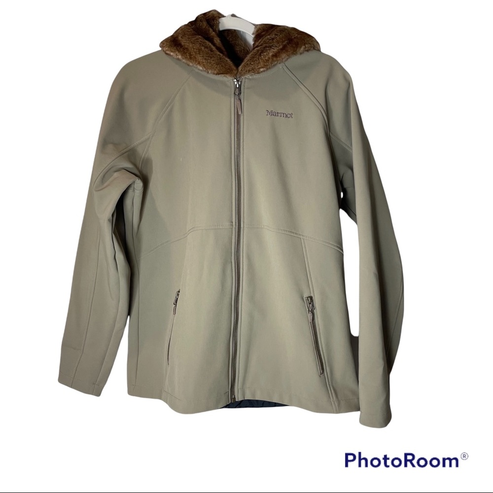 Marmot Women’s Faux Fur Lined Hooded Jacket Tan